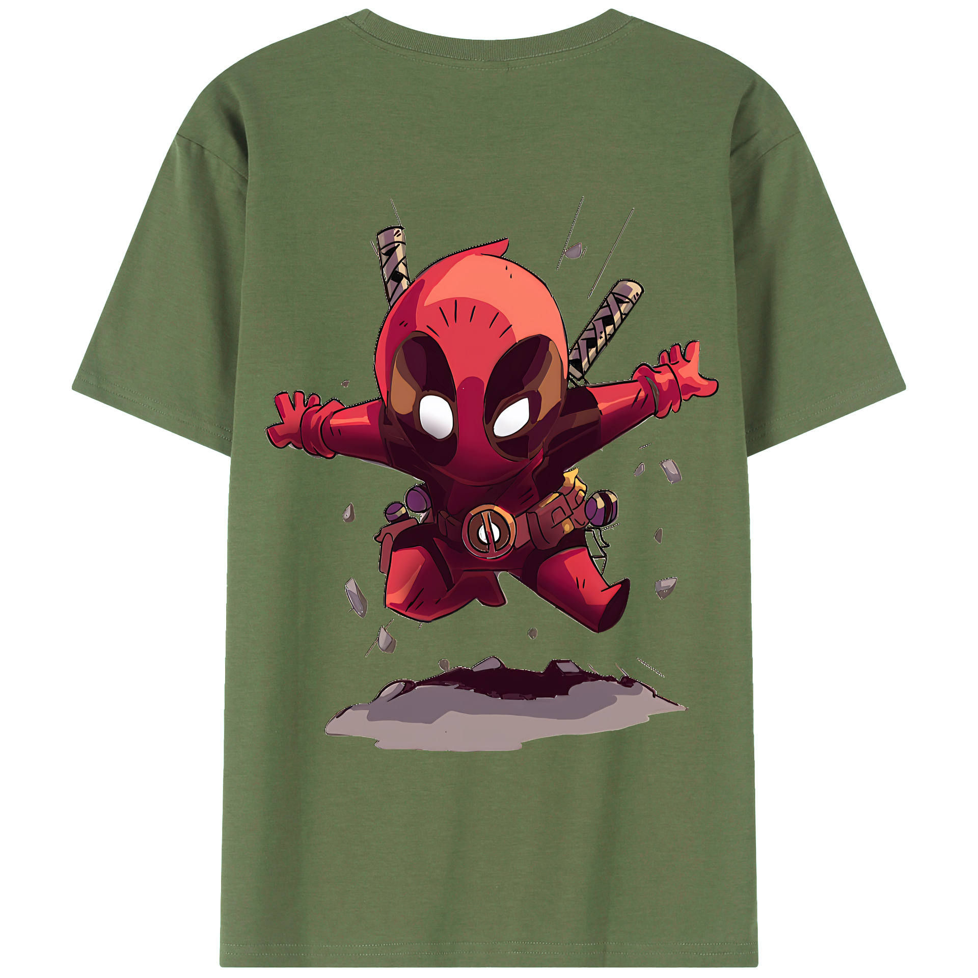 （画像用） Deadpool デッドプール 綿100％ メンズ半袖Tシャツ（バックプリント） 通気性